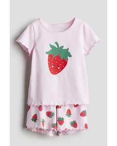Pyjama mit Pointellemuster Hellrosa/Erdbeeren