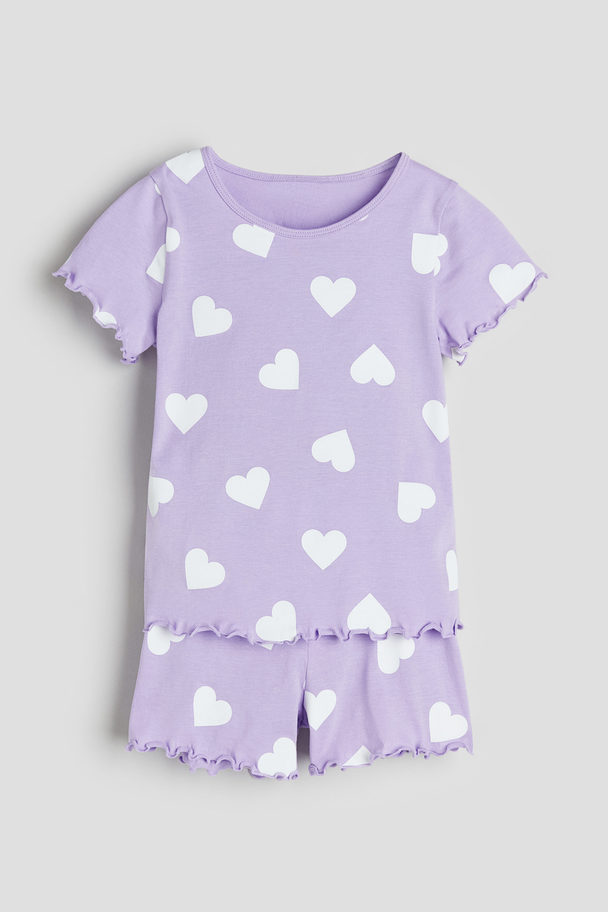 H&M Cotton Pyjamas Purple/hearts