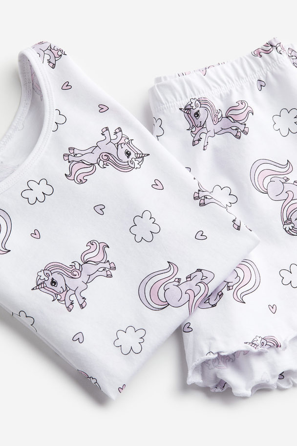 H&M Cotton Pyjamas White/unicorns