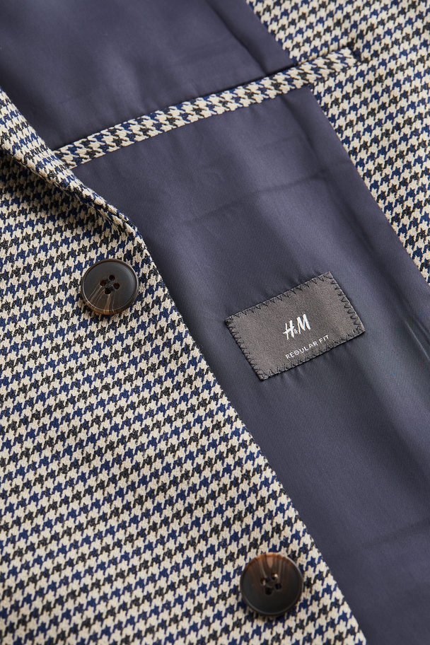 H&M Regular Fit Jacket Beige/blue Checked