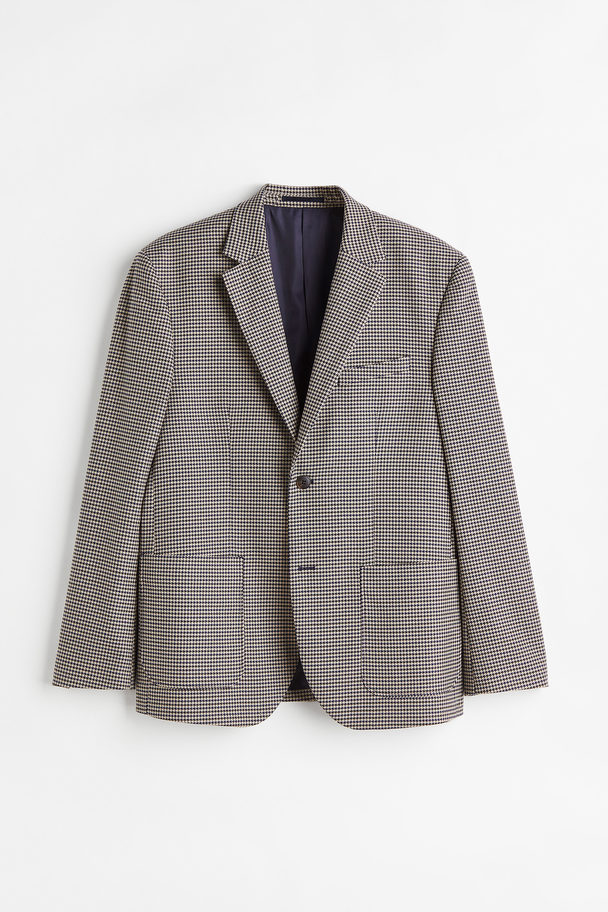 H&M Regular Fit Jacket Beige/blue Checked