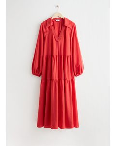 Voluminous Tiered Maxi Dress Red