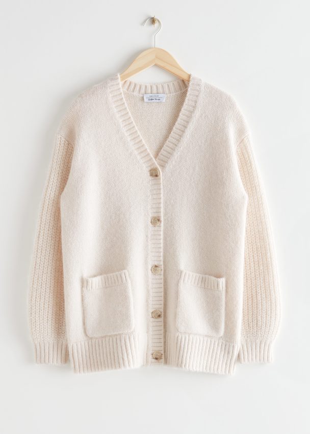 & Other Stories Oversized Wool Knit Cardigan Cream