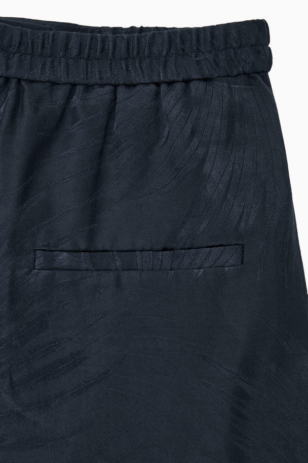 COS Silk-blend Jacquard Shorts Navy