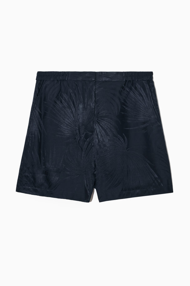 COS Silk-blend Jacquard Shorts Navy