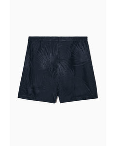 Silk-blend Jacquard Shorts Navy