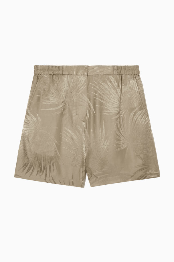 COS Silk-blend Jacquard Shorts Beige