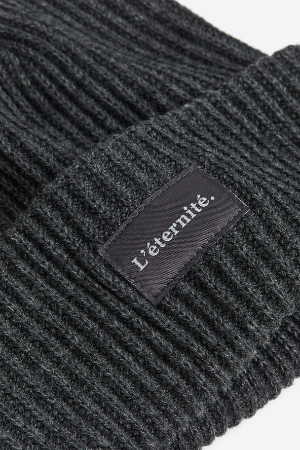 H&M Knitted Hat Dark Grey Marl/l'éternité