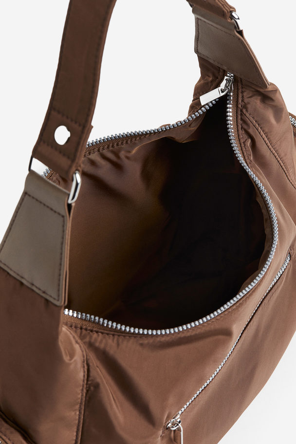 H&M Pocket-detail Shoulder Bag Dark Brown