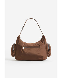 Pocket-detail Shoulder Bag Dark Brown