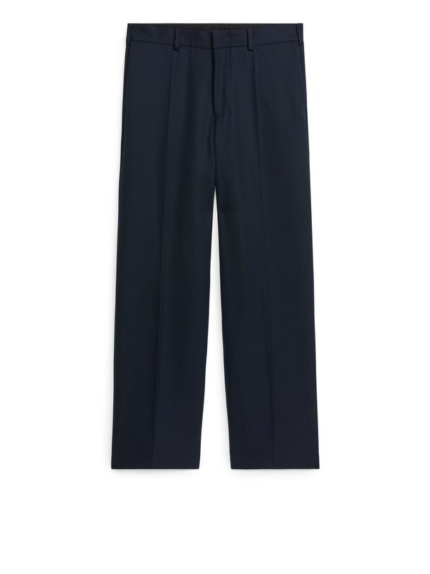 ARKET Tailored Wide-fit Trousers Dark Blue