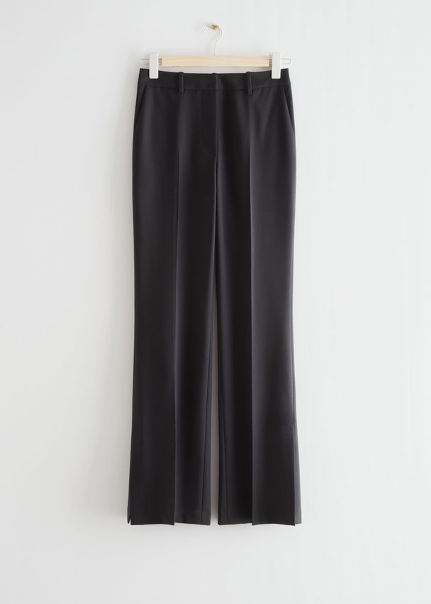 & Other Stories Flared High Waist Trousers Black
