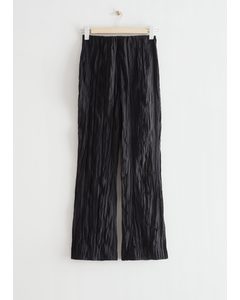 Relaxed Crinkled Trousers Black