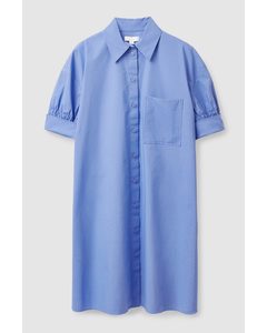 Smocked Shirt Dress Blue