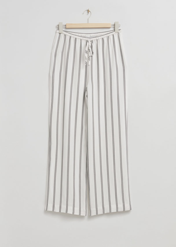 & Other Stories Relaxed-fit Straight Drawstring Trousers White/black Striped