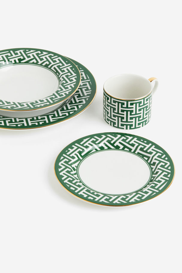 H&M HOME Small Porcelain Plate Green/patterned