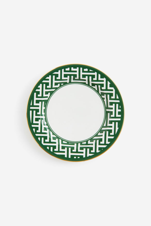 H&M HOME Small Porcelain Plate Green/patterned