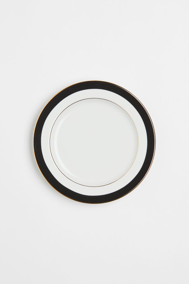 H&M HOME Small Porcelain Plate White/black