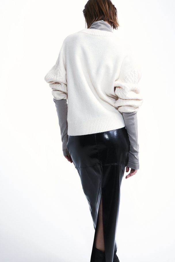 H&M Pullover mit Zopfmuster Naturweiß