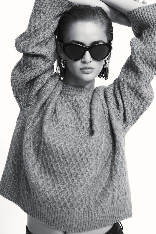 H&M Cable-knit Jumper Grey