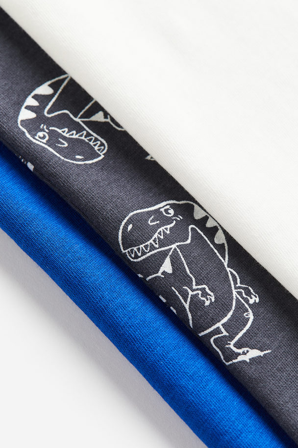 H&M Set Van 3 T-shirts Helderblauw/donkergrijs