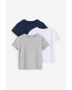 Set Van 3 T-shirts Marineblauw/wit/grijs