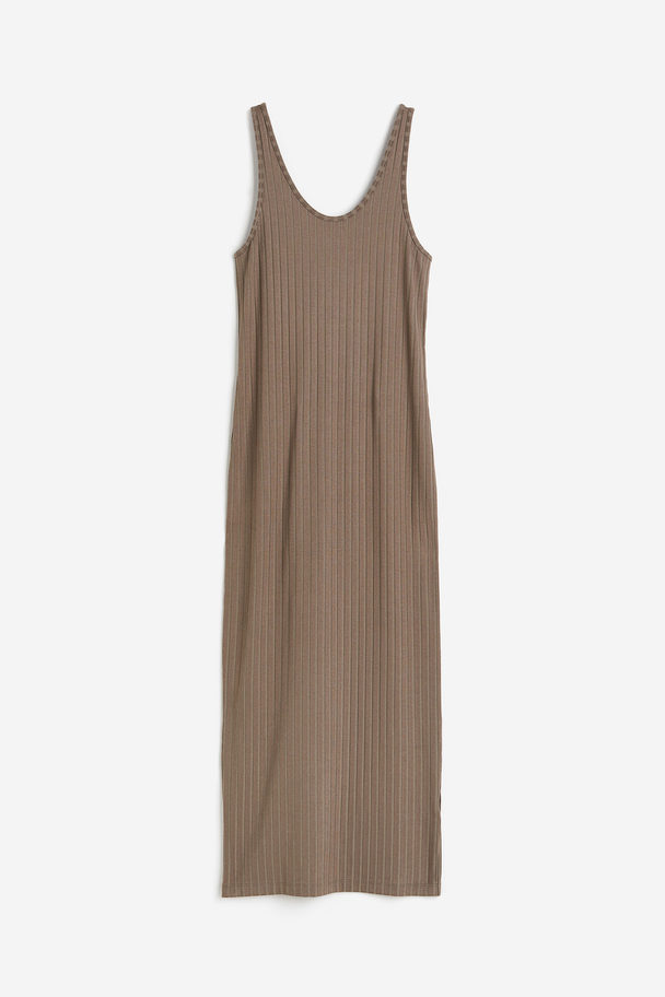 H&M Ribbed Bodycon Dress Dark Mole