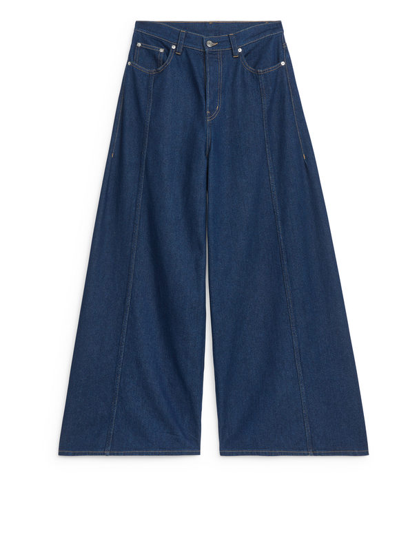 ARKET Aurora Jeans Met Hoge Taille En Wijde Pijpen Donkerblauw
