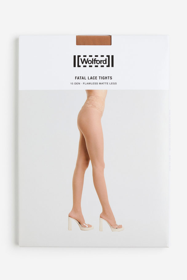 Wolford Fatal Lace Tights Gobi