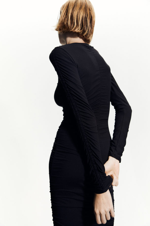 H&M Draped Bodycon Dress Black