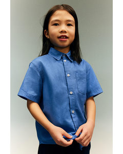 Linen-blend Shirt Blue
