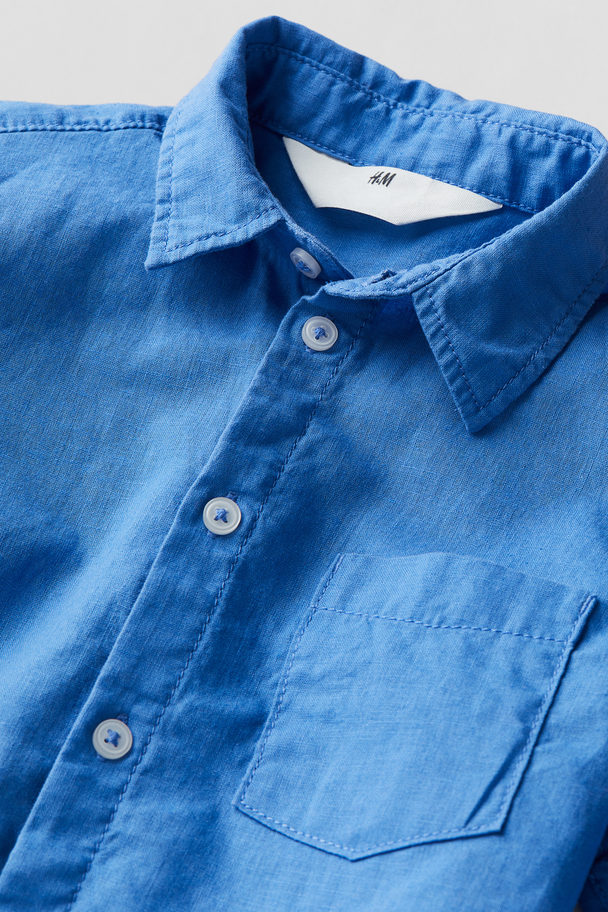 H&M Hemd aus Leinenmix Blau