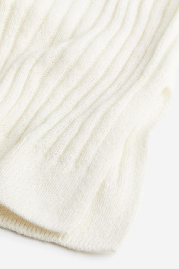 H&M Rib-knit Polo-neck Dress Cream