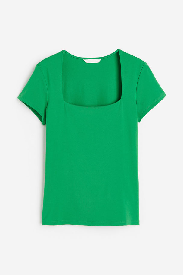 H&M Shirt mit eckigem Ausschnitt Grün