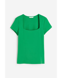 Shirt mit eckigem Ausschnitt Grün