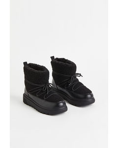 Warm-lined Padded Boots Black