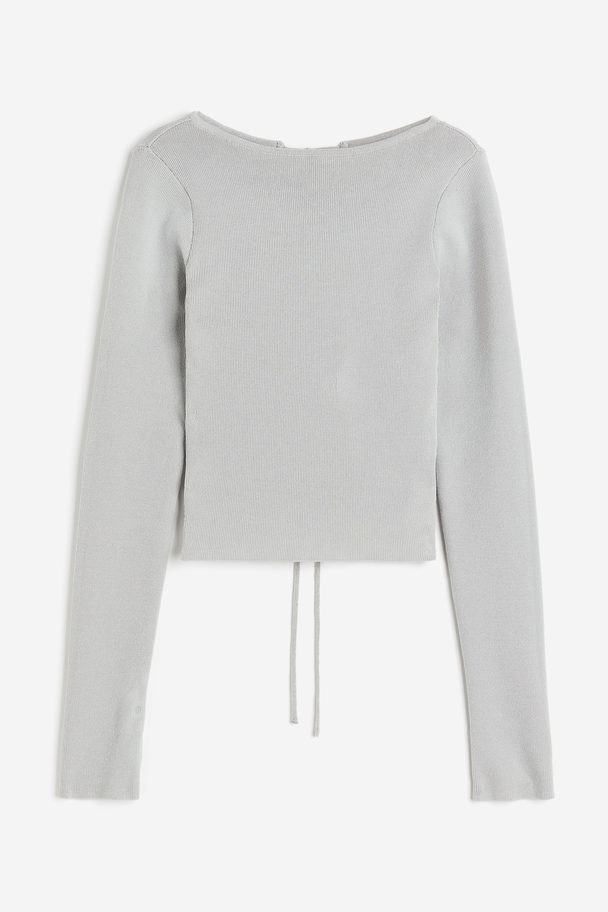 H&M Open-backed Knitted Top Light Grey
