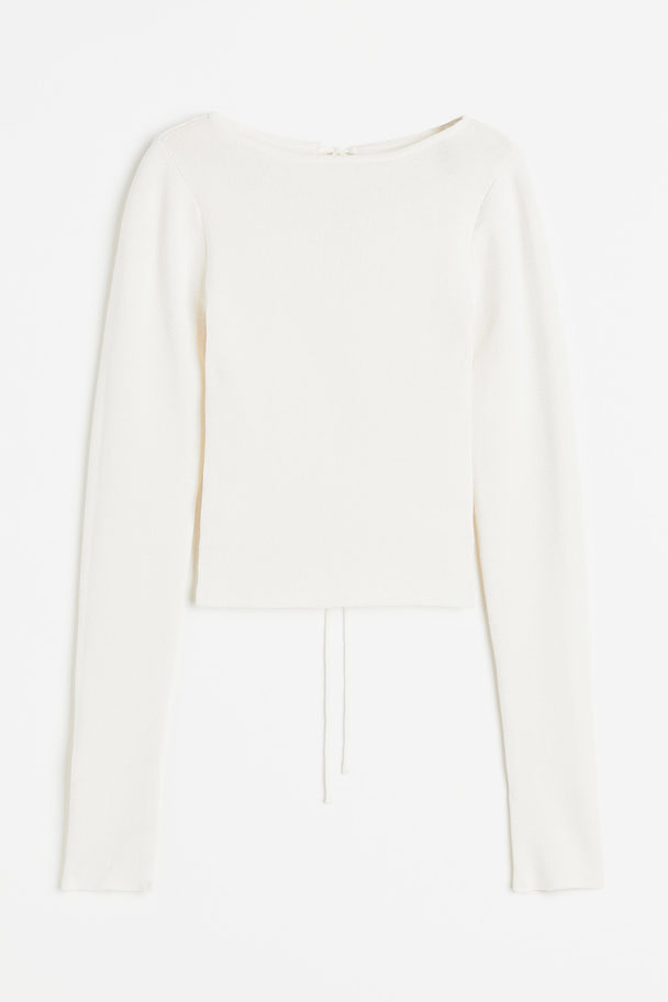 H&M Open-backed Knitted Top Cream