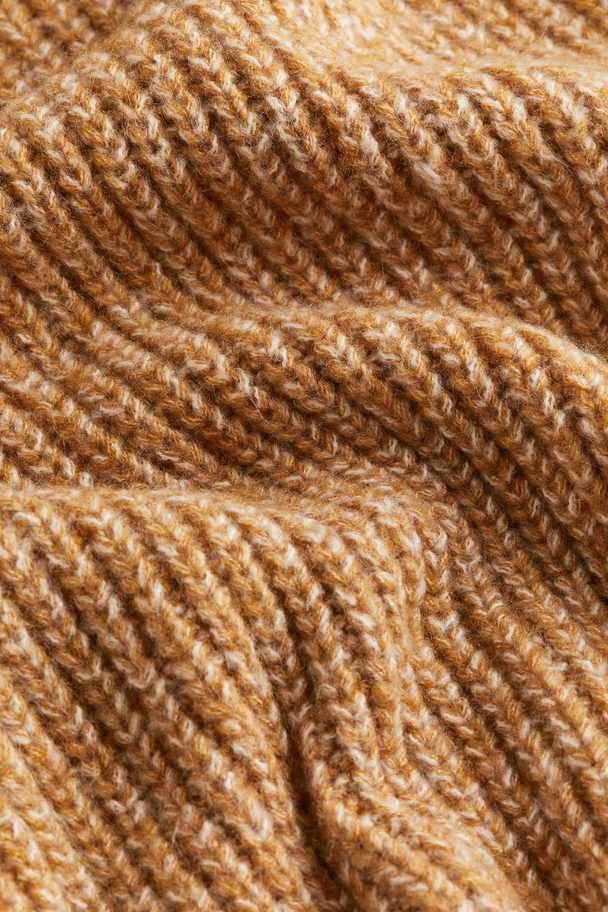 H&M Rib-knit Top Dark Beige Marl