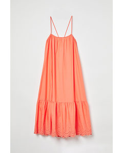 H&M+ Langes Popeline-Kleid Koralle