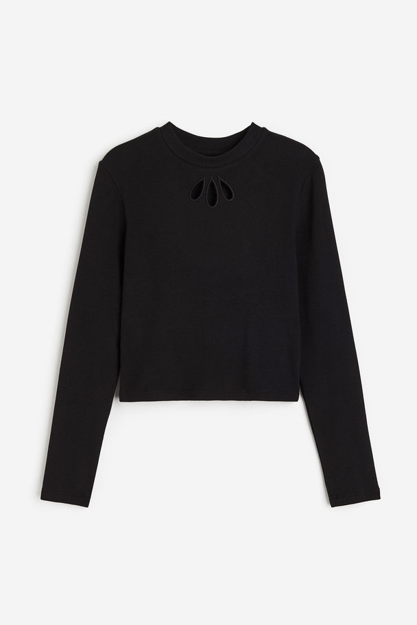H&M Long-sleeved Jersey Top Black