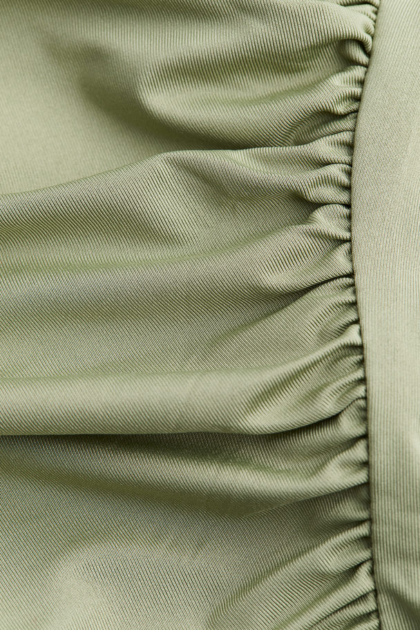 H&M Cropped One-shoulder Top Light Khaki Green