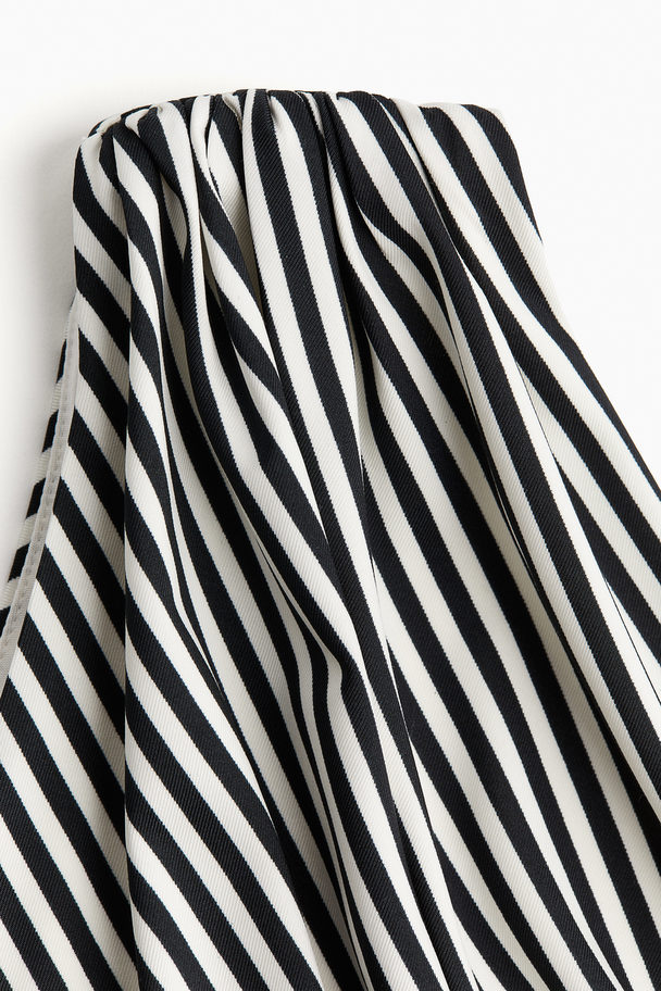H&M Cropped One-shoulder Top White/black Striped