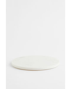 Runde Vorlegeplatte aus Marmor Weißgrau