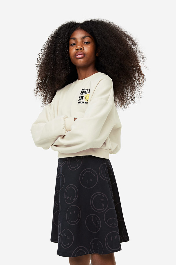 H&M 2-piece Sweatshirt And Skirt Set Light Beige/smileyworld®