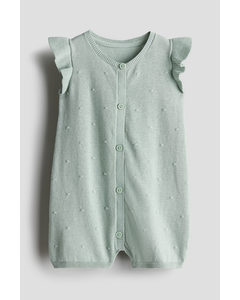 Knitted Cotton Romper Suit Light Dusty Green