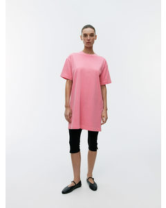 Oversize-T-Shirt-Kleid Rosa/Stückfärbung