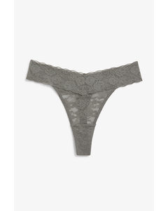 Low Waist Lace Thong Grey