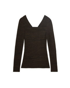 Fitted Square-neck Jumper Dark Brown