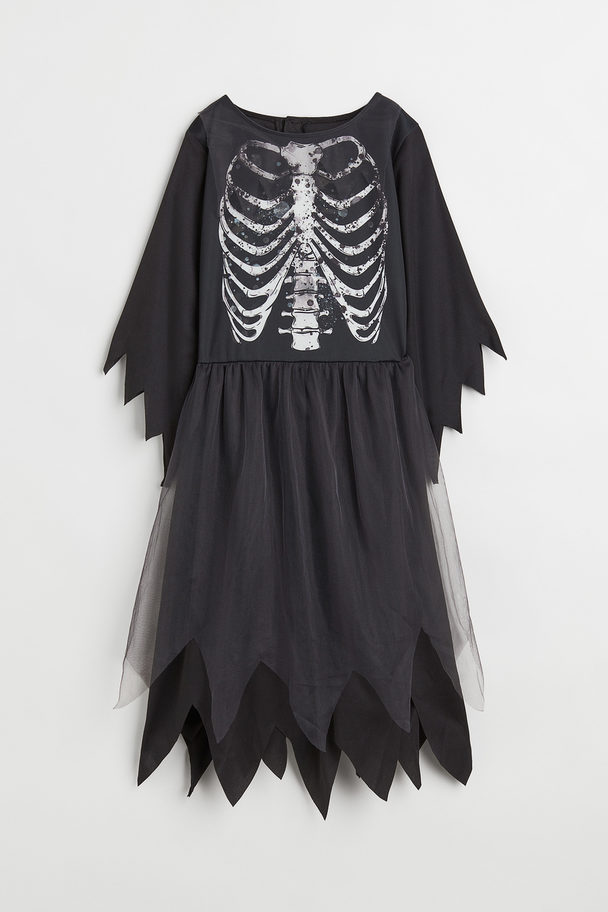 H&M Zombie-Kostüm Schwarz/Skelett